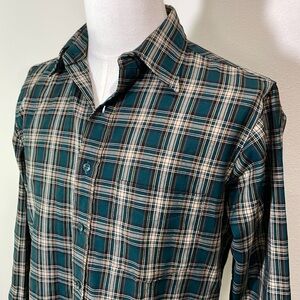 VTG Sir Pendleton Wool Shirt Long Sleeve Button Up Green Plaid Size Medium